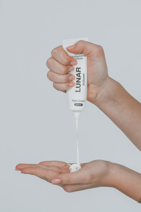Cream dispensed into the palm